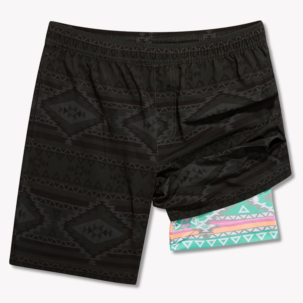 Chubbies Men’s 7” Liner Shorts – Black Aztec Print – Size Large